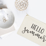 Hello Summer Cotton Canvas Cosmetic Bag - The Cotton and Canvas Co.