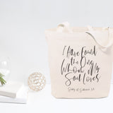 I Have Found the One Whom My Soul Loves, Song of Solomon 3:4 Cotton Canvas Tote Bag - The Cotton and Canvas Co.