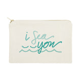 I Sea You Cotton Canvas Cosmetic Bag - The Cotton and Canvas Co.
