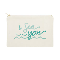 I Sea You Cotton Canvas Cosmetic Bag - The Cotton and Canvas Co.