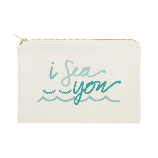 I Sea You Cotton Canvas Cosmetic Bag - The Cotton and Canvas Co.