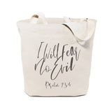 I Will Fear No Evil, Psalm 23:4 Cotton Canvas Tote Bag - The Cotton and Canvas Co.