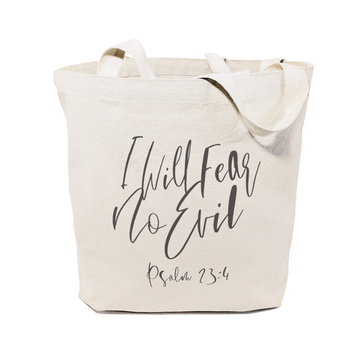I Will Fear No Evil, Psalm 23:4 Cotton Canvas Tote Bag - The Cotton and Canvas Co.