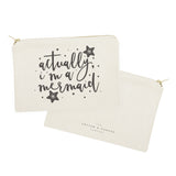 Actually, I'm a Mermaid Cotton Canvas Cosmetic Bag - The Cotton and Canvas Co.