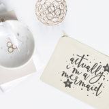Actually, I'm a Mermaid Cotton Canvas Cosmetic Bag - The Cotton and Canvas Co.