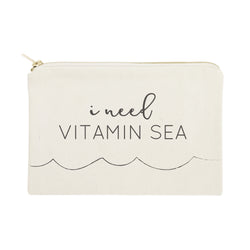 I Need Vitamin Sea Cotton Canvas Cosmetic Bag - The Cotton and Canvas Co.