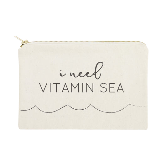 I Need Vitamin Sea Cotton Canvas Cosmetic Bag - The Cotton and Canvas Co.