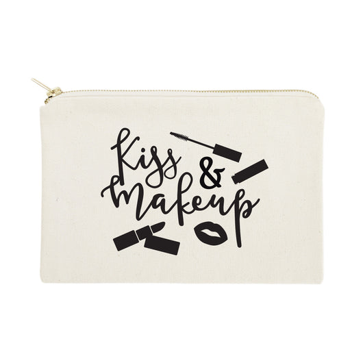 Kiss & Make Up Cotton Canvas Cosmetic Bag - The Cotton and Canvas Co.