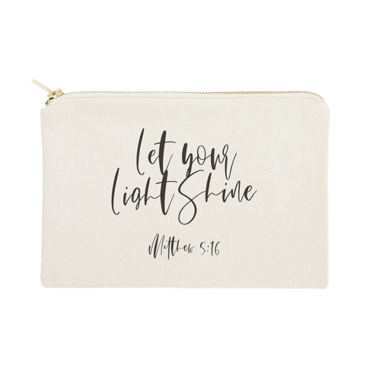 Let Your Light Shine, Matthew 5:16 Cotton Canvas Cosmetic Bag - The Cotton and Canvas Co.
