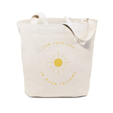 Live Life in Warm Yellows Cotton Canvas Tote Bag - The Cotton and Canvas Co.