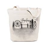 London Cityscape Cotton Canvas Tote Bag - The Cotton and Canvas Co.