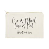 Love is Patient Love is Kind Cotton Canvas Cosmetic Bag - The Cotton and Canvas Co.