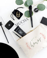 Floral Maid of Honor Cotton Canvas Cosmetic Bag - The Cotton and Canvas Co.