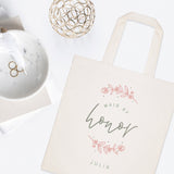 Floral Personalized Name Maid of Honor Wedding Cotton Canvas Tote Bag - The Cotton and Canvas Co.