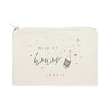 Champagne Celebration Maid of Honor Personalized Cotton Canvas Cosmetic Bag - The Cotton and Canvas Co.