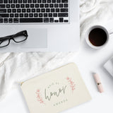 Floral Maid of Honor Personalized Cotton Canvas Cosmetic Bag - The Cotton and Canvas Co.