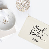 Personalized Maid of Honor Cotton Canvas Cosmetic Bag - The Cotton and Canvas Co.