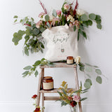 Personalized Name Champagne Celebration Maid of Honor Wedding Cotton Canvas Tote Bag - The Cotton and Canvas Co.