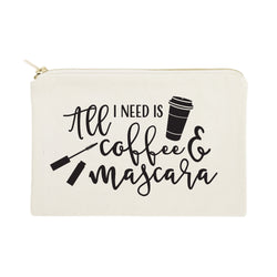 All I Need is Coffee & Mascara Cotton Canvas Cosmetic Bag - The Cotton and Canvas Co.