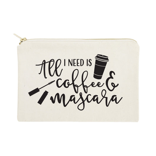 All I Need is Coffee & Mascara Cotton Canvas Cosmetic Bag - The Cotton and Canvas Co.