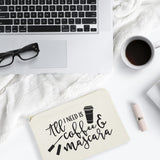All I Need is Coffee & Mascara Cotton Canvas Cosmetic Bag - The Cotton and Canvas Co.