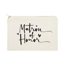 Matron of Honor Cotton Canvas Cosmetic Bag - The Cotton and Canvas Co.