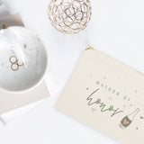 Champagne Bottle Matron of Honor Cotton Canvas Cosmetic Bag - The Cotton and Canvas Co.