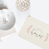 Floral Matron of Honor Cotton Canvas Cosmetic Bag - The Cotton and Canvas Co.