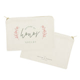 Floral Matron of Honor Personalized Cotton Canvas Cosmetic Bag - The Cotton and Canvas Co.