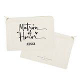 Personalized Matron of Honor Cotton Canvas Cosmetic Bag - The Cotton and Canvas Co.
