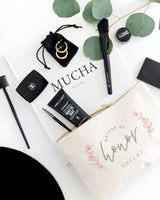 Floral Matron of Honor Personalized Cotton Canvas Cosmetic Bag - The Cotton and Canvas Co.