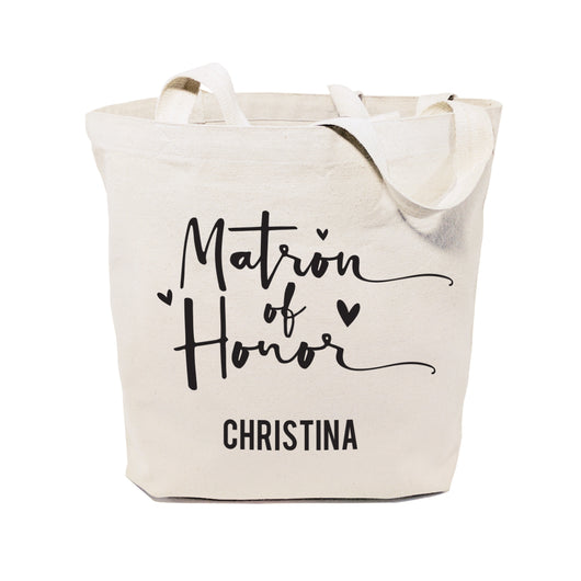Matron of Honor Personalized Wedding Cotton Canvas Tote Bag - The Cotton and Canvas Co.