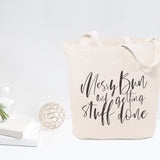 Messy Bun and Getting Stuff Done Cotton Canvas Tote Bag - The Cotton and Canvas Co.