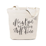 Messy Bun and Getting Stuff Done Cotton Canvas Tote Bag - The Cotton and Canvas Co.