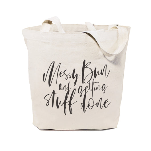 Messy Bun and Getting Stuff Done Cotton Canvas Tote Bag - The Cotton and Canvas Co.
