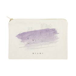 Miami Cityscape Cotton Canvas Cosmetic Bag - The Cotton and Canvas Co.