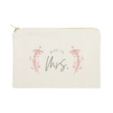 Floral Miss to Mrs. Cotton Canvas Cosmetic Bag - The Cotton and Canvas Co.