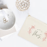 Floral Miss to Mrs. Cotton Canvas Cosmetic Bag - The Cotton and Canvas Co.