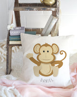 Personalized Monkey Baby Pillow Cover - The Cotton and Canvas Co.