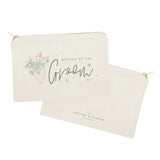 Floral Mother of the Groom Cotton Canvas Cosmetic Bag - The Cotton and Canvas Co.