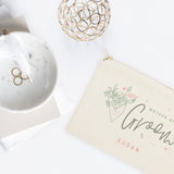 Floral Mother of the Groom Personalized Cotton Canvas Cosmetic Bag - The Cotton and Canvas Co.