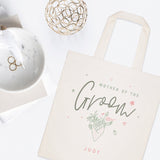 Floral Personalized Name Mother of the Groom  Wedding Cotton Canvas Tote Bag - The Cotton and Canvas Co.