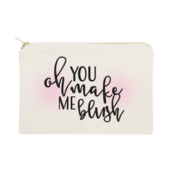 Oh You Make Me Blush Cotton Canvas Cosmetic Bag - The Cotton and Canvas Co.