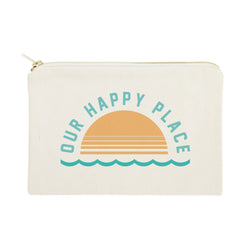 Our Happy Place Cotton Canvas Cosmetic Bag - The Cotton and Canvas Co.