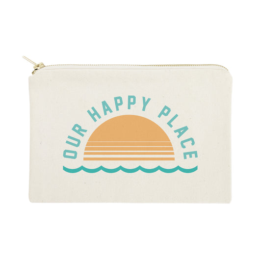 Our Happy Place Cotton Canvas Cosmetic Bag - The Cotton and Canvas Co.