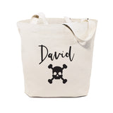 Personalized Name Skull Cotton Canvas Tote Bag - The Cotton and Canvas Co.