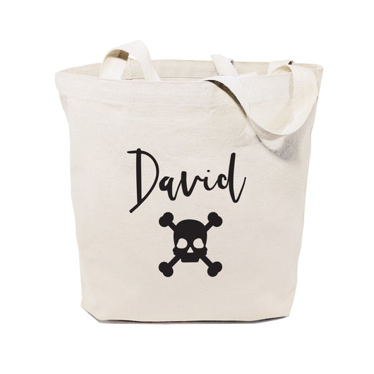 Personalized Name Skull Cotton Canvas Tote Bag - The Cotton and Canvas Co.