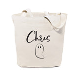 Personalized Name Ghost Cotton Canvas Tote Bag - The Cotton and Canvas Co.