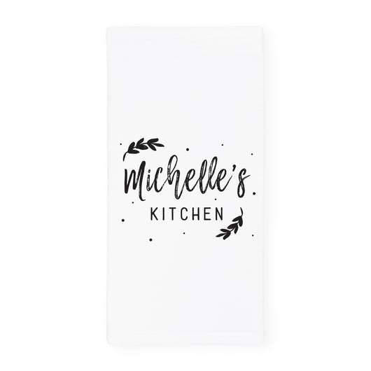 Personalized Name with Leaves Kitchen Tea Towel - The Cotton and Canvas Co.