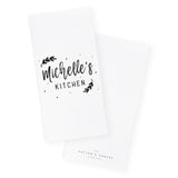 Personalized Name with Leaves Kitchen Tea Towel - The Cotton and Canvas Co.